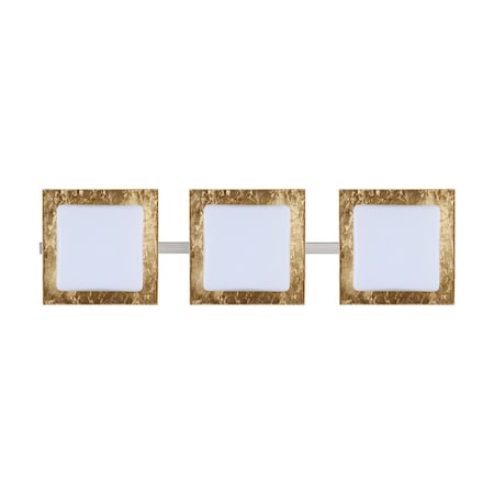 Besa Lighting Alex Vanity, Opal/Gold Foil, Satin Nickel Finish, 3x50W Halogen 3WS-7735GF-SN